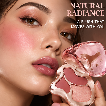 3 Color Blush Palette, Velvet Matte High Pigment Powder Blush, Water Resistant Long Lasting All Day Wear Cheek Makeup