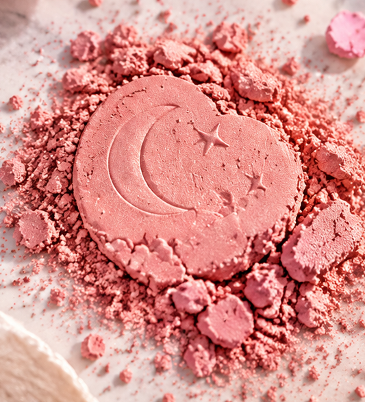 Celestial Moon Embossed Luxury Blush - Ethereal Cosmic Glow Powder with Hanging Star Charm
