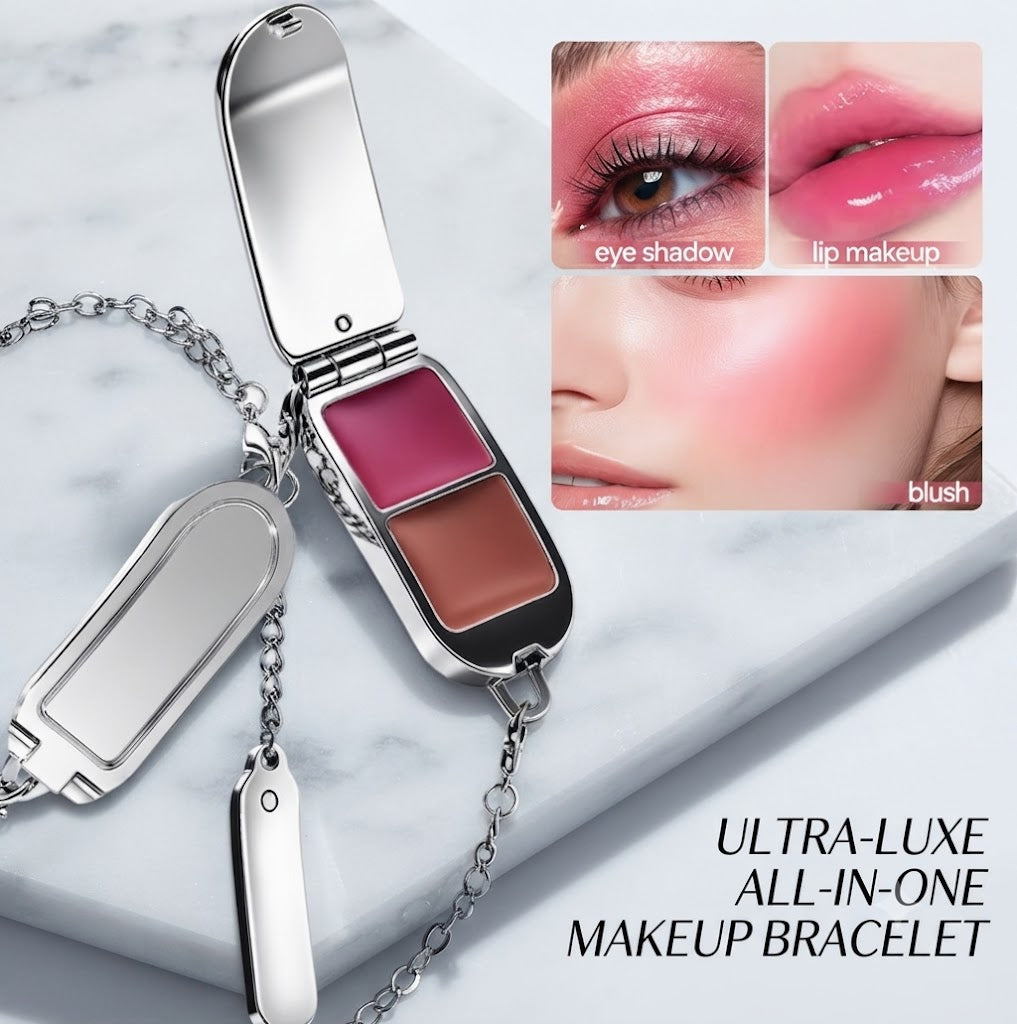 Dual-Color Multi-Use Cream Blush with Free Applicator Puff, 3-in-1 Cream Makeup for Lips, Eyes and Cheeks, Smooth Blendable Pigmented Tint, Long Lasting Waterproof Sweat Resistant Lip Cheek Color