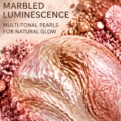 Marbled Swirl Blush Highlighter Powder, Multi Dimension Radiance Makeup with Adaptive Shade Fusion, Weightless Blendable Face Powder