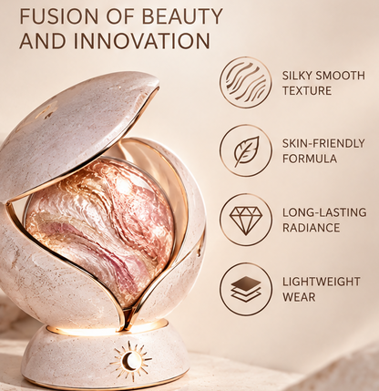 Marbled Swirl Blush Highlighter Powder, Multi Dimension Radiance Makeup with Adaptive Shade Fusion, Weightless Blendable Face Powder