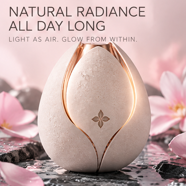 Ultra Fine Blush and Brightening Powder, Natural Radiant Soft Finish Cheek Powder with Built in Mirror and Powder Puff