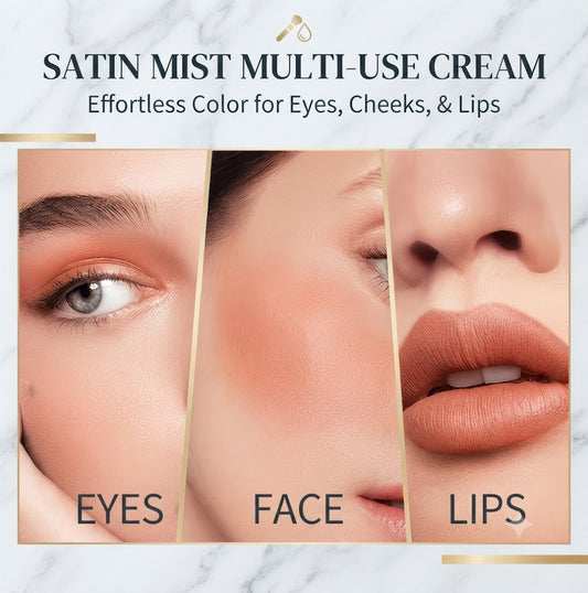Velvet Multi-Use Cream Blush, Versatile 3-in-1 Makeup for Cheeks, Eyes & Lips, 6 Shades Soft Matte Cream Blush, Smooth Blendable Long Wearing Portable Makeup for Daily Travel Touch Up